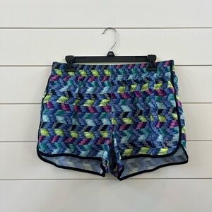 VSX Blue and Purple Athletic Shorts Geometric Design